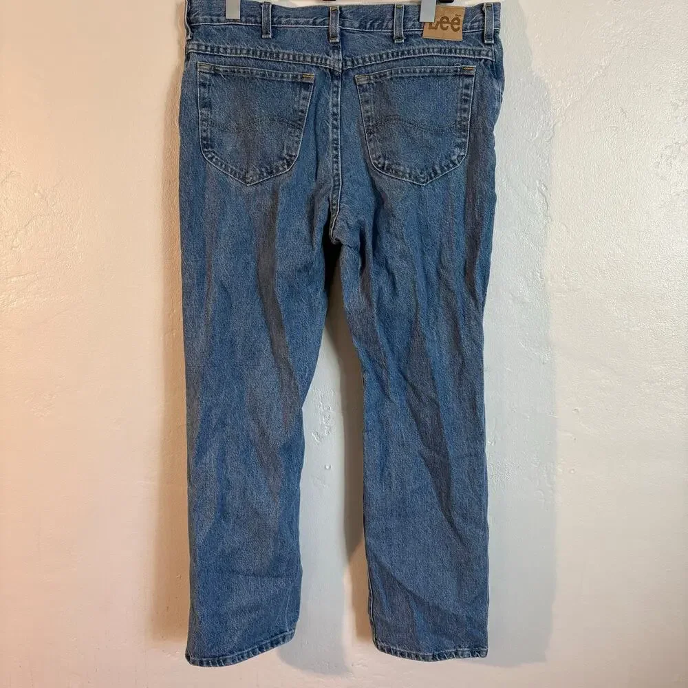 Vintage 80s Lee Blue Denim Medium Wash Straight‎ Leg Jeans